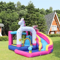Docteur dauphin licorne maison de rebond enfant gonflable eau maison de rebond en gros videur gonflable avec toboggan fabricant Chine