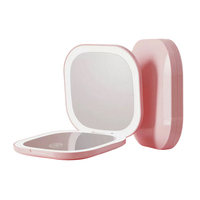 Miroir de maquillage portable LED carré sur mesure de haute qualité avec double éclairage et double lampe pliable