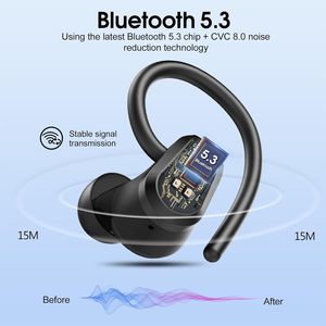 Huien earphone Bluetooth 5.3 tampilan LED ganda, earbud nirkabel dengan tampilan daya LED untuk Olahraga - Product Image 2
