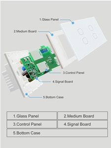 Módulo de Interruptor de Luz de Pared Inteligente de 3 Vías y 3 Grupos, Impermeable, 220V, Control Remoto Inalámbrico a través de WiFi, Alexa, BLE Táctil - Product Image 5
