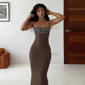Vestido de Sirena Sexy con Espalda Descubierta y Encaje para Mujer, Tirantes Finos, Ajustado, Elegante, Largo, para Fiesta de Noche - Product Image 3