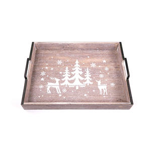 Bandeja de <span class=keywords><strong>madera</strong></span> de alta calidad <span class=keywords><strong>para</strong></span> servir con pintura y asas <span class=keywords><strong>para</strong></span> decoración del hogar - Product Image 3