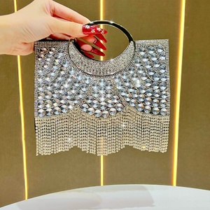 Bolso de Mano Tipo Clutch con Borlas y Pedrería <span class=keywords><strong>para</strong></span> Mujer, Bolso de Hombro con Asa Metálica <span class=keywords><strong>para</strong></span> Fiesta de Cóctel, Bolsos de Lujo <span class=keywords><strong>para</strong></span> Banquete - Product Image 6