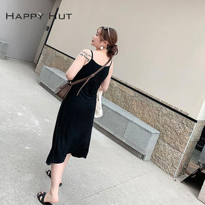 Happy Hut Vestido tipo chaleco con tirantes finos y cuello en V para mujer, modal, ajustado, para uso diario, N6932 - Product Image 2