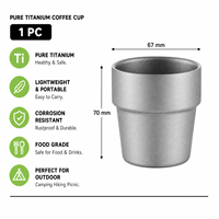 Cangkir Kopi Titanium Murni Berdinding Ganda Terisolasi, Mug Vakum Ringan untuk Perjalanan, Tumbler dengan Tutup untuk Kantor dan Berkemah