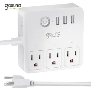 Gosund tuya wi-fi inteligente padrão eua, tira de energia com 3 saídas, 3 portas usb funciona com alexa