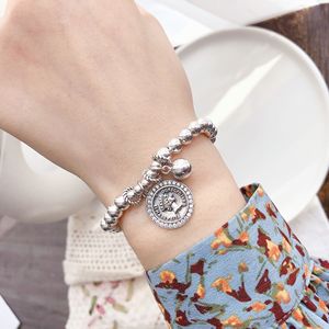 S925 Sterling Silver Queen Head Round <b>Bracelet</b> With Diamond Bezel Setting For Women Everyday Wear - Product Image 1