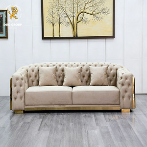 Sofás de Salón de Lujo, 1+2+3 Plazas, Tapizados en Terciopelo, Estilo Chesterfield, Juego de Sofás Seccionales Modernos para Sala de Estar - Product Image 4