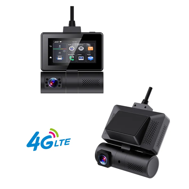 2-in-1 4G Car Camera with Dual Lens Wifi & GPS Tracking Supports Live Video Check & Records HD1080p Dash Cam 256g Max. Phone Fit
