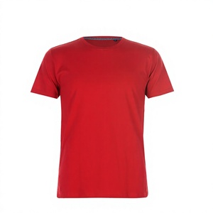 T-shirt à manches courtes en velours rouge pour homme, col rond, coupe classique, couleur unie, jersey décontracté - Product Image 3