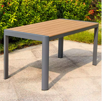 Ensemble de table et de chaises de patio en plastique noir, bois et métal, design moderne, réglable, pour restaurants, hôtels, parcs, vente en gros