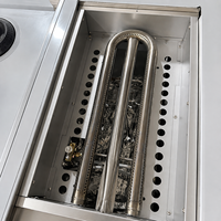 Cuisinière à gaz commerciale autonome à 4 brûleurs avec gril à pierres volcaniques et four à gaz, équipement de cuisine de restaurant en acier inoxydable