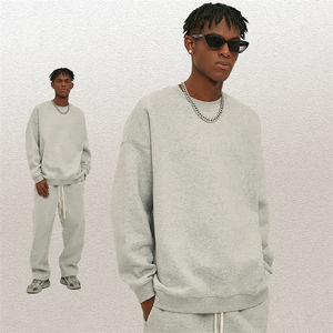 Sudadera de cuello redondo de manga larga para hombre, con hombros caídos, talla grande, logotipo personalizado OEM - Product Image 2