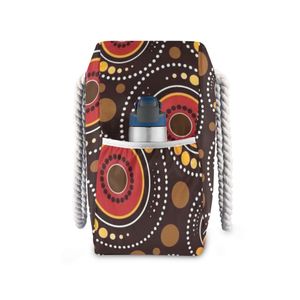 Bolso de Playa Grande de Nailon con Diseño de Arte Aborigen Australiano para Mujer, con Asas de Cuerda y Logotipo Personalizado - Product Image 5