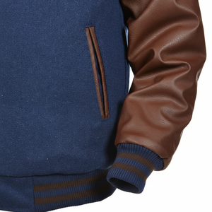 Blouson aviateur Letterman de baseball en laine entièrement personnalisé OEM avec col montant, broderie et patch en chenille sur le devant, style formel - Product Image 1