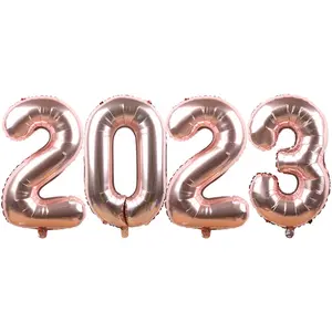 ゴールドローズゴールドシルバーバルーンハッピーニューイヤー2023フォイルバルーン2023新年のパーティーデコレーション用品用ヘリウムバルーン