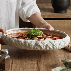 Grande assiette ovale plate en céramique blanche solide, compatible micro-ondes, style Japandi, marque Zide, pour <span class=keywords><strong>poisson</strong></span> <span class=keywords><strong>et</strong></span> soupes, usage restaurant - Product Image 3