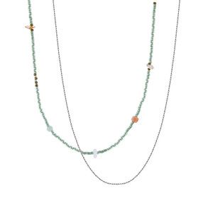 Collar de cuentas de menta Dinle, cadena de clavícula de varias capas, joyería delicada para mujer, uso diario, diseño simple - Product Image 3