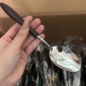 304 Stainless Steel <b>Knife</b> <b>Fork</b> <b>Spoon</b> <b>Set</b> With Wood Handle Dishwasher Safe For Catering Western Restaurant Use - Product Image 4