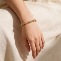 Bracelet en acier inoxydable plaqué or 18 carats avec perles colorées en forme de goutte d'huile pour femmes, bijoux exquis et polyvalents, tendance et à la mode