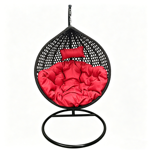 Fauteuil suspendu œuf bohème personnalisé avec support, siège suspendu en rotin tressé d'extérieur avec coussin en coton PP pour véranda, balcon, jardin - Product Image 5