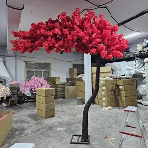 S04708ft結婚式の装飾大きな小さな赤いフェイクシルク桜の木テーブルセンターピース偽人工桜の木