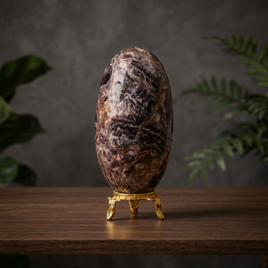 Sculpture ovale en améthyste polie Shiva Lingam, pierre précieuse inspirée du Feng Shui, décoration spirituelle, art de la pierre de collection - Product Image 3