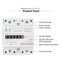 SINOTIMER, nuevo contador 4P, medidor de kWh, medidor de energía monofásico 230VAC 5(100)A 50Hz 800imp/kWh y pantalla de registro