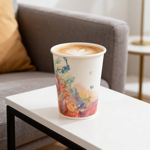 Gobelet à café en papier kraft à paroi simple, imprimé numériquement, avec logo personnalisé, jetable, pour mariage, fête, anniversaire, à emporter - Vente en gros - Product Image 1
