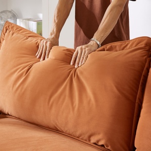 أريكة قطاعية حديثة قابلة للضغط من القطيفة، مجموعة أرائك مبطنة لغرفة المعيشة - Product Image 5