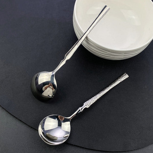 Cuchara Redonda Creativa de Acero Inoxidable 304 con Diseño de Árbol, Delgada, para Sopa, Arroz, Postre, para Uso Doméstico y Hotelero - Product Image 3