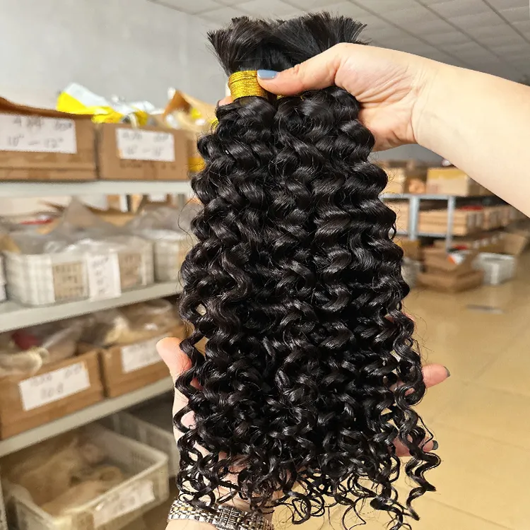 Tressage Boho indien Deep Curly 100% cheveux humains en vrac pour cheveux humains tresses sans nœuds