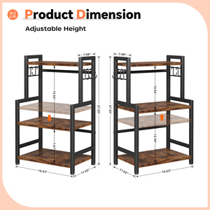Factory Custom Multi Layer Wooden <b>Kitchen</b> Counter Organizer OEM ODM Bespoke Adjustable Shelf Hook Design <b>Storage</b> - Product Image 4