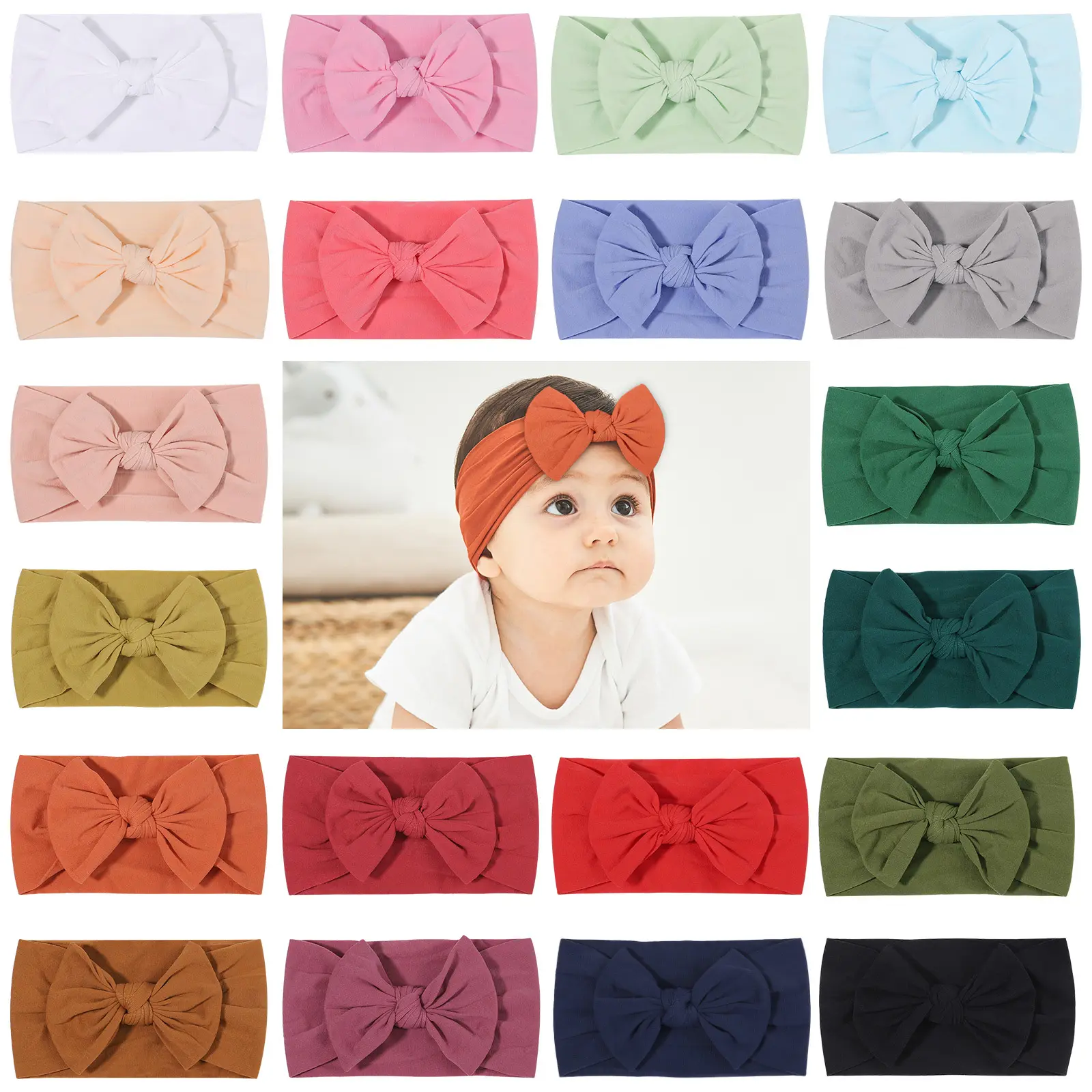 Hy Schattige Mode Baby Hoofdband Super Zacht Nylon Met Geen Lokken Kleine Prinses 2751