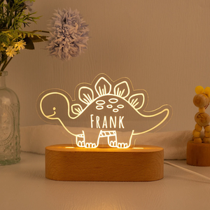 Lampe de nuit personnalisée en acrylique dinosaure Décoration de <span class=keywords><strong>chambre</strong></span> d'enfant Nom personnalisé Décoration de nuit de chevet - Product Image 1