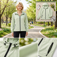 Veste d'extérieur pour femme AQTQ, fine, en tissu softshell, imperméable, coupe-vent, respirante, à fermeture éclair, à manches longues, à capuche, pour la randonnée au printemps