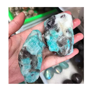 الجملة الطبيعي منحوتة الخام الأحجار الكريمة الأخضر بلورات حجارة الشفاء امازونيتي الخام بلورات الحجارة - Product Image 1