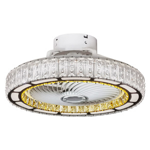 Lustre de plafond en cristal LED moderne nordique Ultra-mince 5 verre de luxe avec télécommande moteur DC/AC pour salon et chambre - Product Image 1