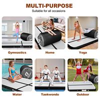 Tapis de gymnastique gonflable en PVC imperméable 10ft/12ft antidérapant avec rouleaux d'air pour entraînement d'équilibre intérieur/extérieur