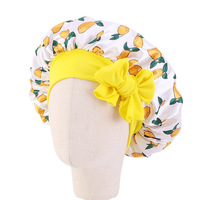 YT Groothandel Fruit Print Satijn Kinder Bonnet Haarband Design Elastisch Zacht Douchemutsje Baby Meisjes Haarverzorging Bescherming Strandfeest Dagelijks