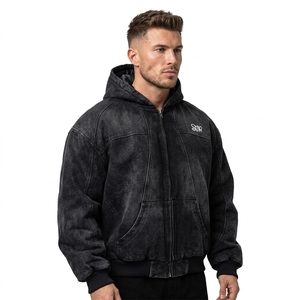 Veste matelassée unisexe style hip-hop américain, toile vintage délavée, coupe ample, gothique sombre, pour l'hiver - Product Image 5