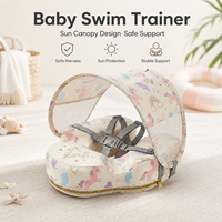 Siège de bain pour bébé non gonflable avec auvent et harnais d'épaule, motif licorne, marque privée