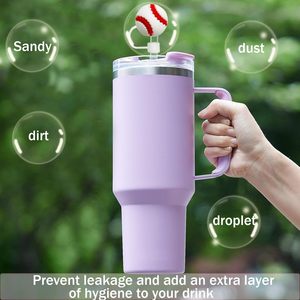 Capuchons de paille anti-poussière multi-designs en silicone/PVC de 10 mm compatibles avec les gobelets Stan Ley de 20, 30 et 40 oz - Product Image 5