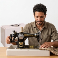Machine à coudre manuelle à plat pour la couture et la broderie domestique