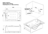 Baignoire autoportante en acrylique avec douche combinée, hydromassage (jets d'air), capacité 2-3 personnes, design moderne, installation facile