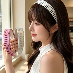 Diadema de satén con lunares vintage para verano, diseño minimalista francés, accesorios para el cabello versátiles para el día a día de las mujeres - Product Image 1