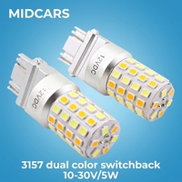 Ampoule LED T25 3157 à double couleur pour feux de recul et clignotants de voiture 12V 24V Haute luminosité Remplacement