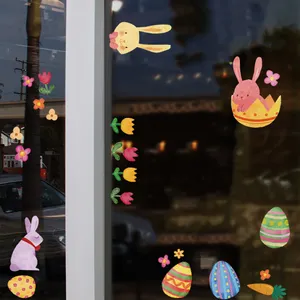 2021 Ostern dekorative Wanda uf kleber Hasen eier Schrank Kühlschrank statische Paste Glasfenster Oster aufkleber