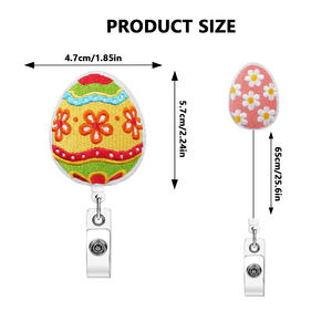 Portacredenciales Retráctil de Fieltro con Forma de Huevo de Pascua Colorido, Regalo para Médicos y Enfermeras, con Hebilla Extraíble, Accesorio para Tarjetas de Identificación - Product Image 2