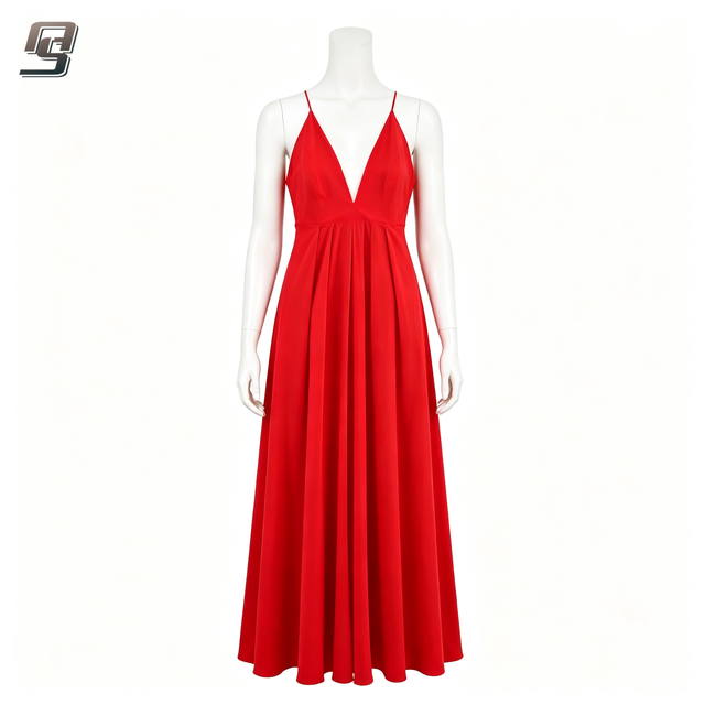 Vintage Women's Summer Dress Breathable Slim Sexy Backless V-Neck Midi Length Woven Dress with Natural Waist